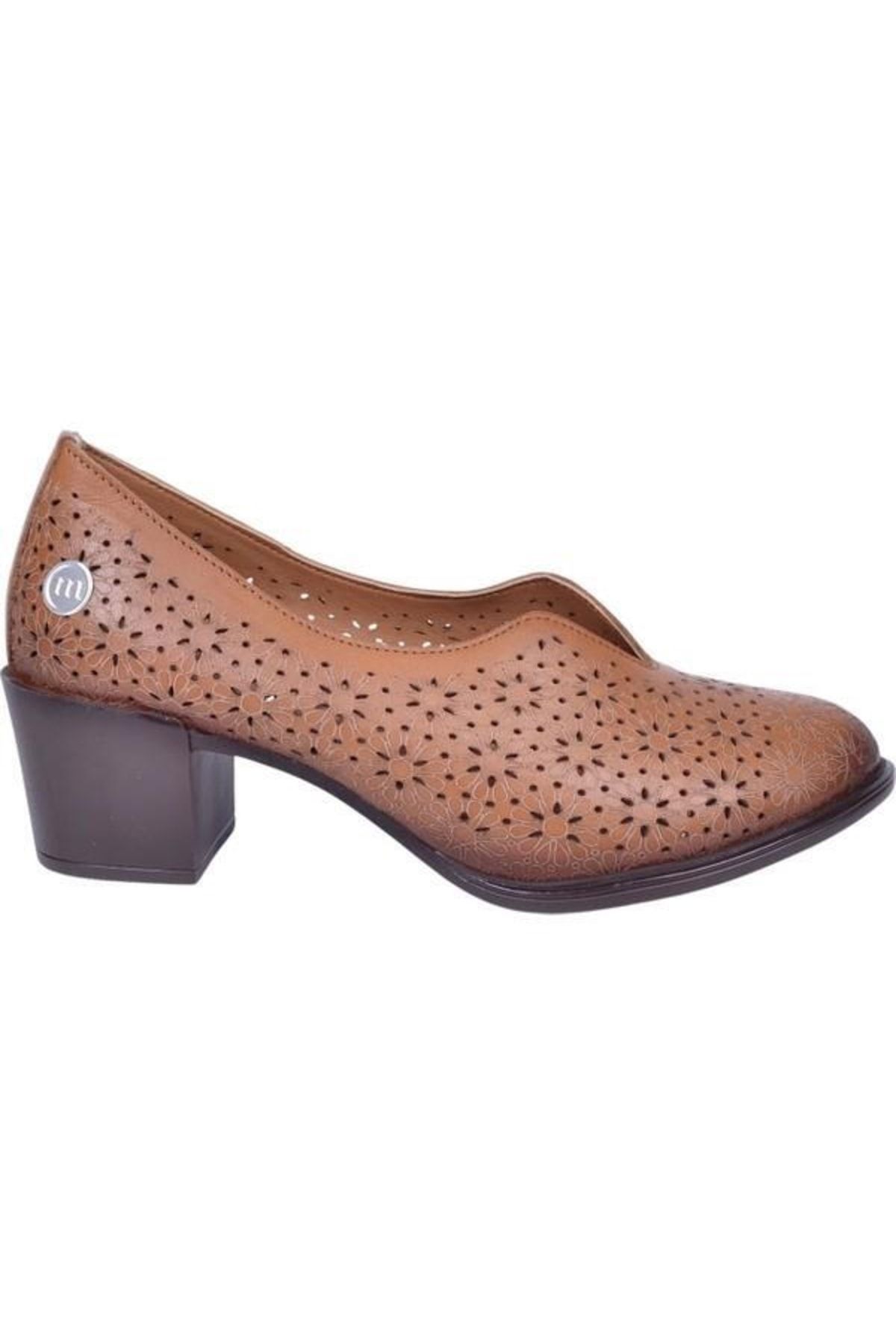 Mammamia D23ya-345 Topuklu Delikli Deri Kadın Ayakkabı