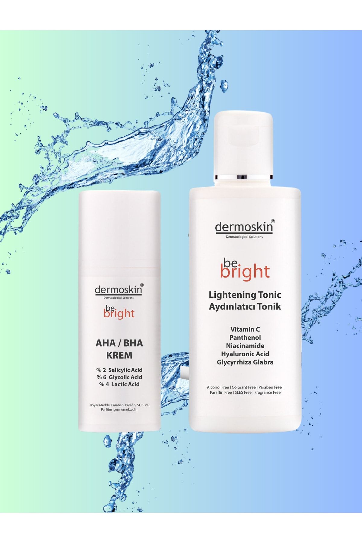 Dermoskin Be Bright Aha Bha 33 ml &#43; Aydınlatıcı Tonik 200 ml -2&#39;li Avantaj Paket