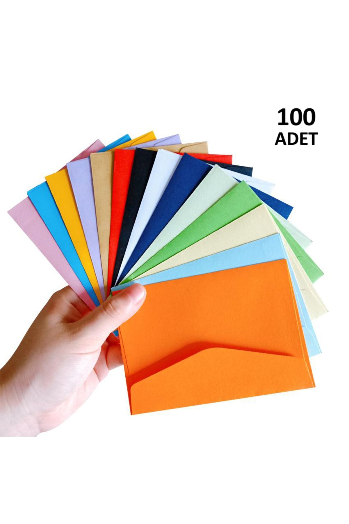 Hobialem 100 Adet, Renkli Zarf, 13x18 Cm, Büyük Boy, Renkli Zarflar, Karışık Renklerde, Mektup Zarfı