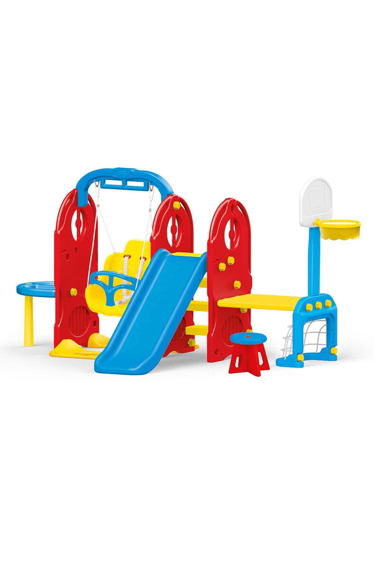 Popit Toys 7 In 1 Çocuk Oyun Parkı Büyük Boy Sallangaç, Pota,kale,masa,su Masası Barfiks, Kaydırak`lı Park