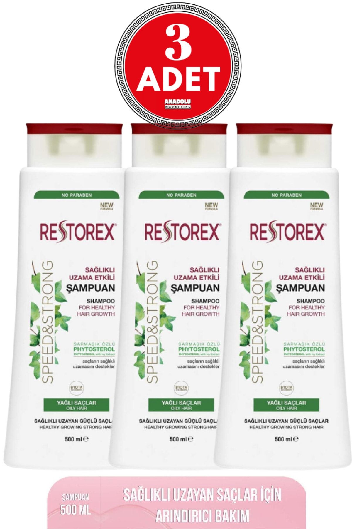 Restorex Yağlı Saçlar Şampuan 500 ml 3 Adet