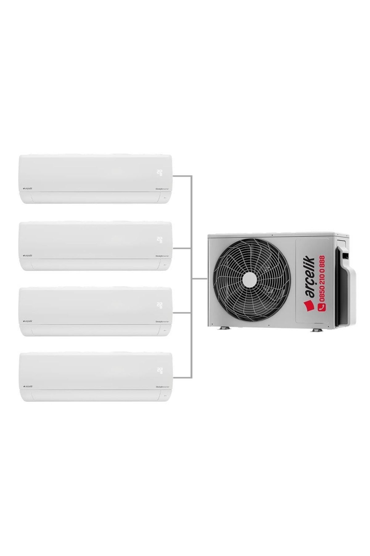 Arçelik Multi Sistem Duvar Tipi 4+1 Inverter 9+9+9+9 24000btu Klima Zm24104-9999