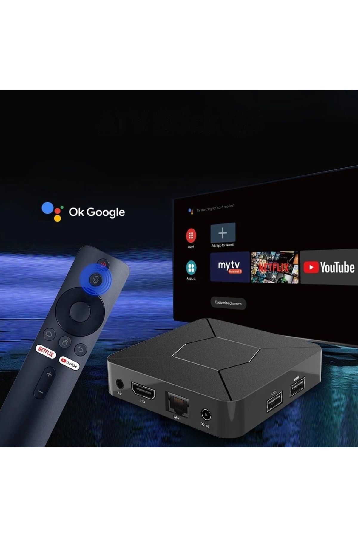 TEKNOHİLL New 4k Android Box / Media Player / Akıllı Tv / Andorid Tv / Ses Komutlu Bluetooth Kumanda / Set Top