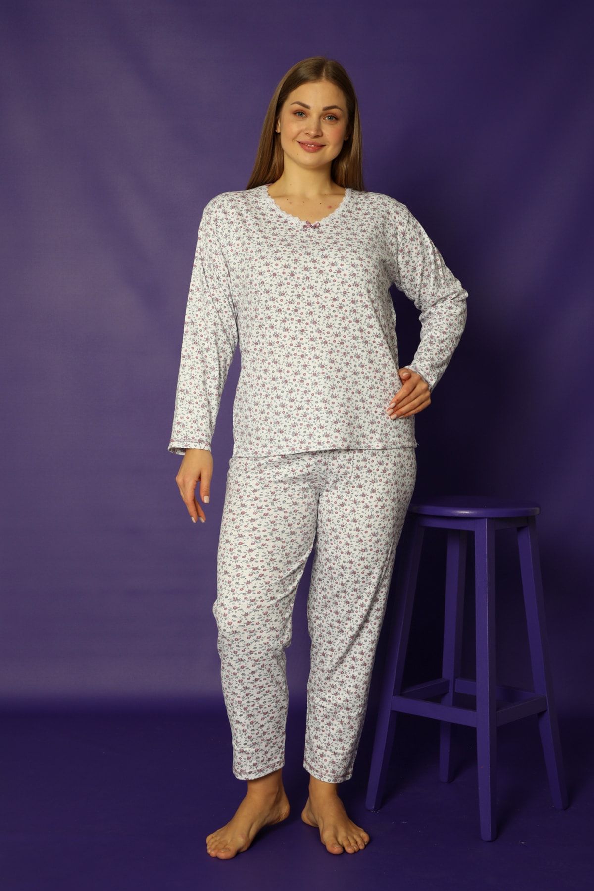 Nisanca 2 Iplik Anne Pijama Takımı- Uzun Kol Anne Pijaması