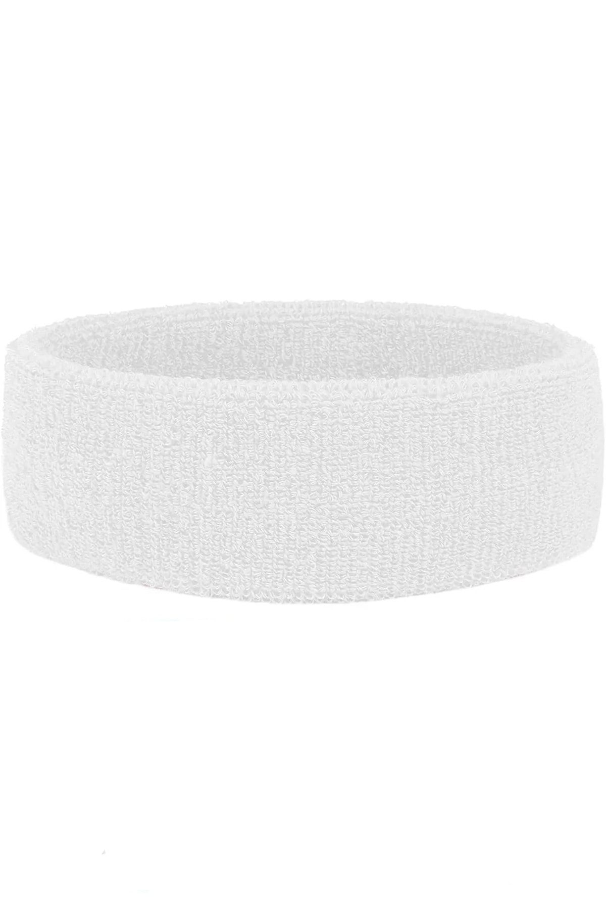 Sporsize Sports Headband Sweatband - Sporcu Saç Bandı Havlu Kafabandı Pamuklu Iplik Bandana Beyaz