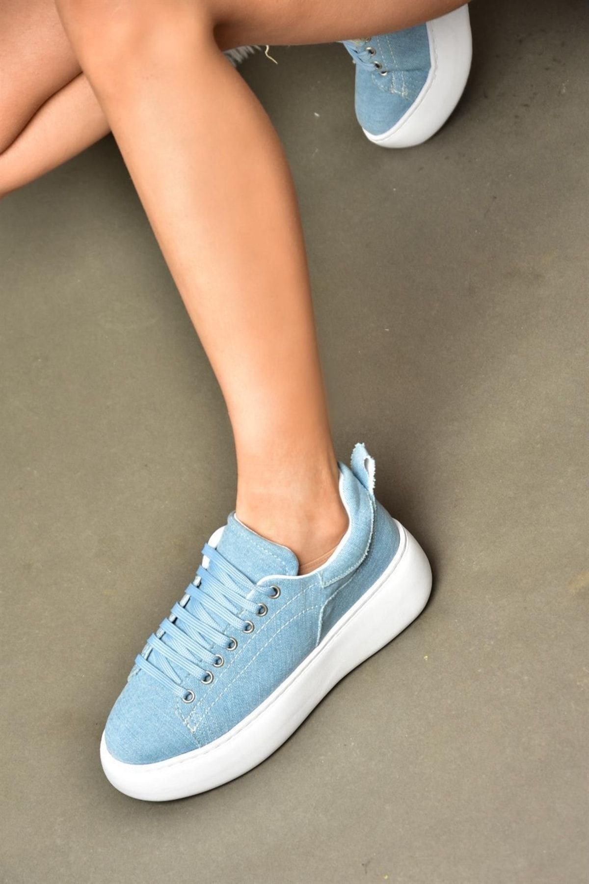 Fox Shoes P404004210 Mavi Kot Kumaş Kadın Spor Ayakkabı Sneakers