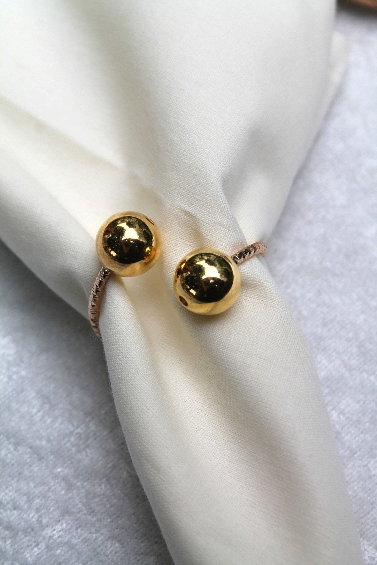 Emtory Home 12 Adet Gold Bead Metal Halkalı Peçete Yüzüğü - Napkin Ring (ÜRÜN GOLD HALKA OLARAK GÜNCELLENDİ)