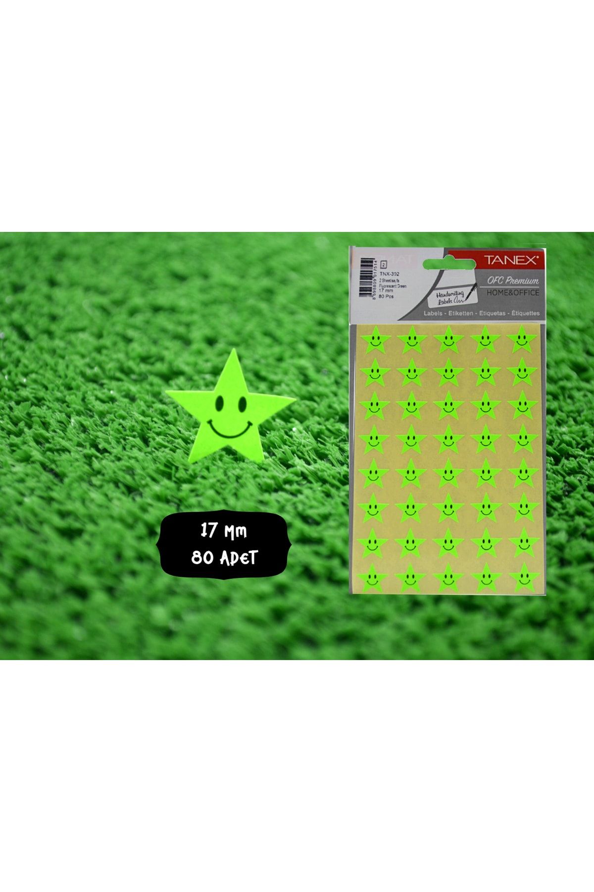 Tanex Yıldız Yeşil Gülen Etiketi 17 mm 80 Adet