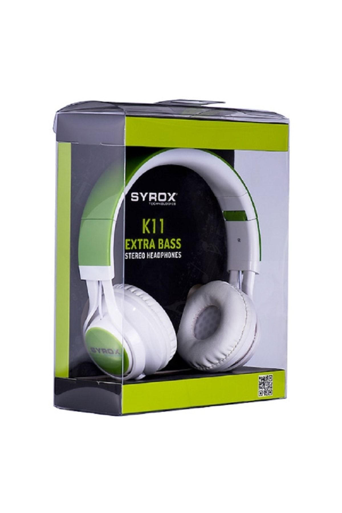 Syrox Stereo Mikrofonlu Aux Kulaküstü Kablolu Kulaklık Extra Bass Kulaklık  Yeşil