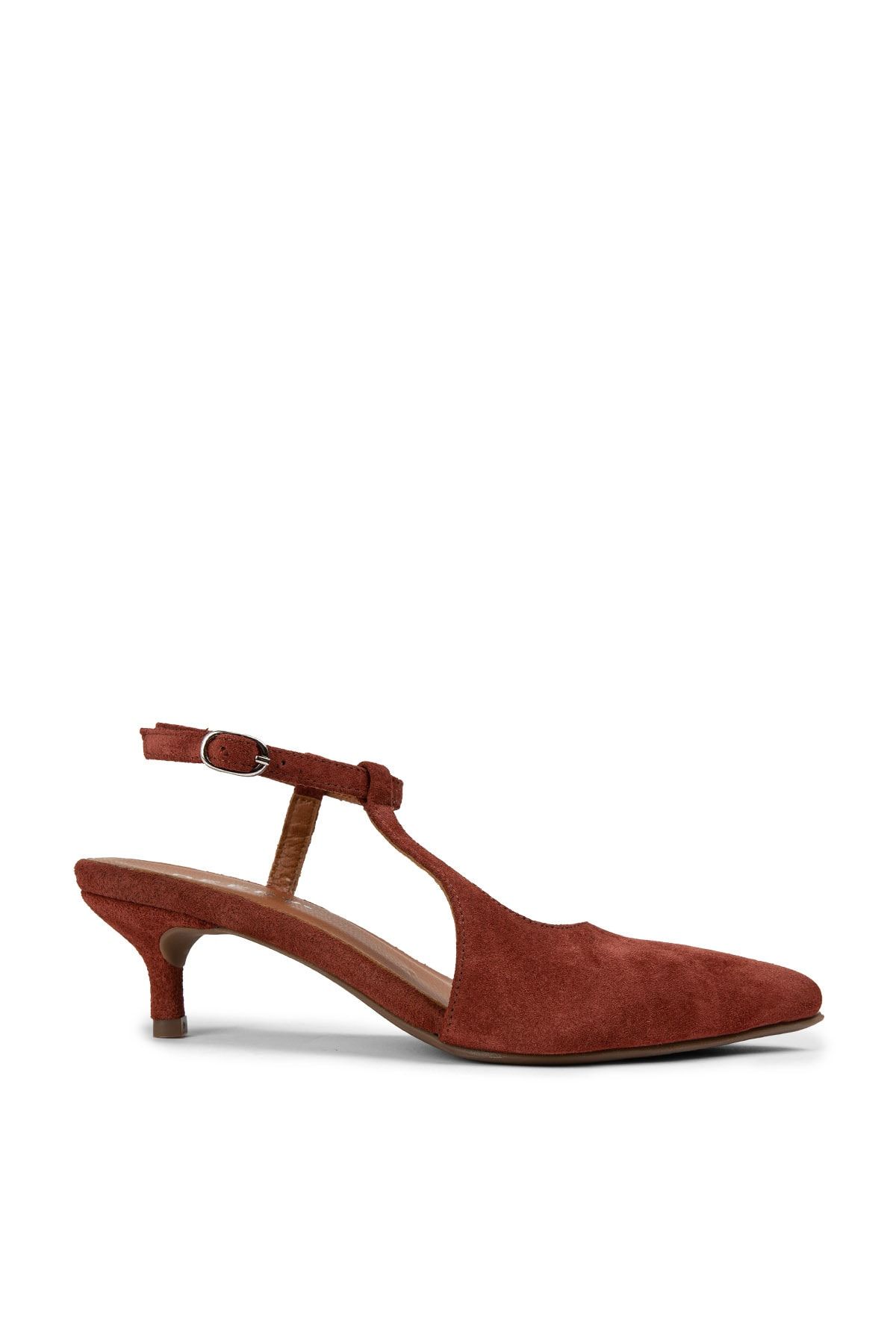 Deery Hakiki Süet Taba Rengi Topuklu Kadın Ayakkabı