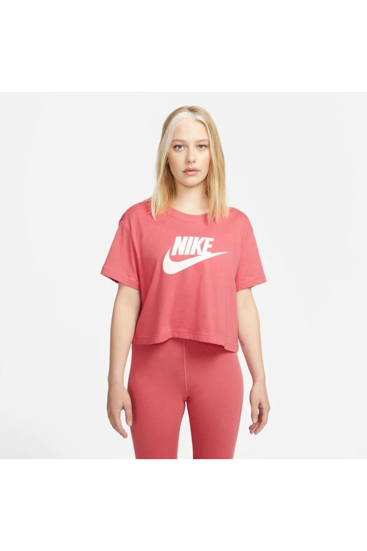Nike Essntl Crp Icn -kadın Kırmızı Crop Günlük Tişört-bv6175-622