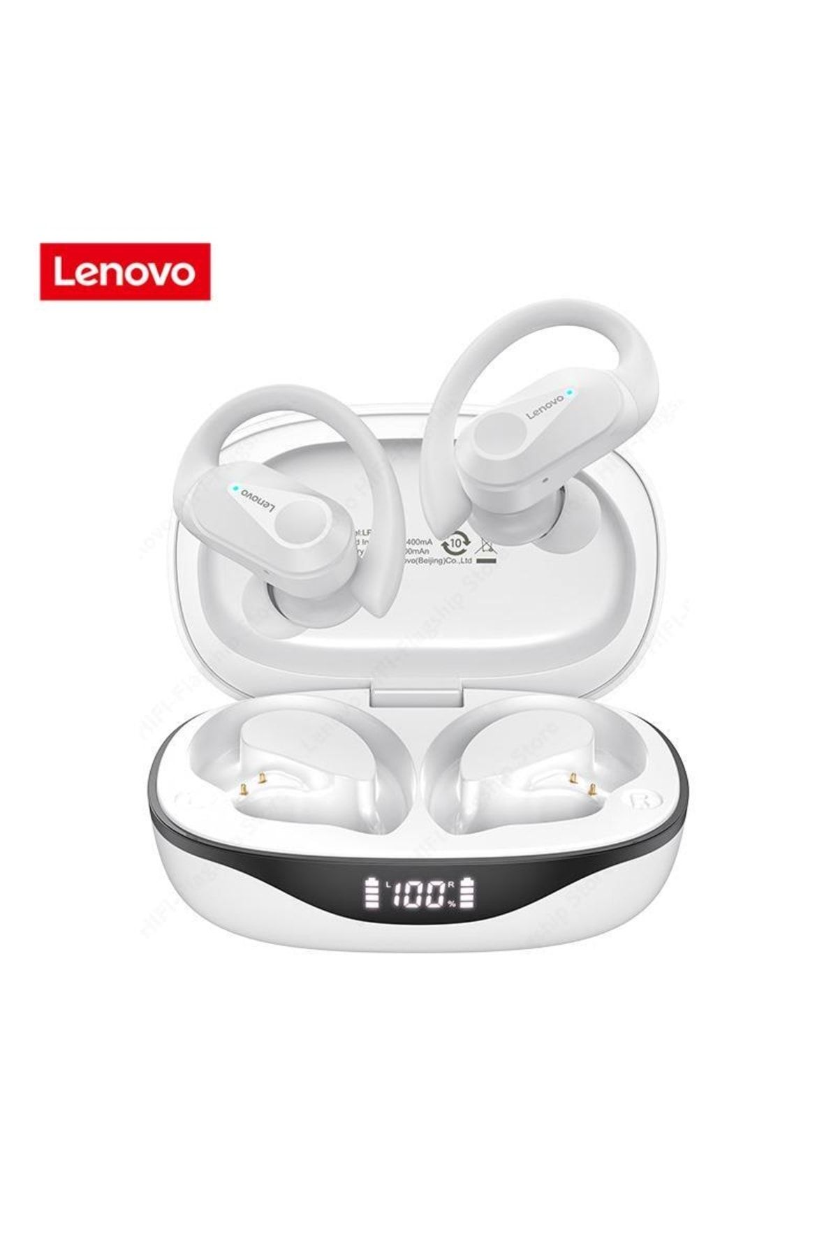 LENOVO Thinkplus Lp75 Kablosuz Şarj Göstergeli Sporcu Bluetooth Kulaklık Beyaz