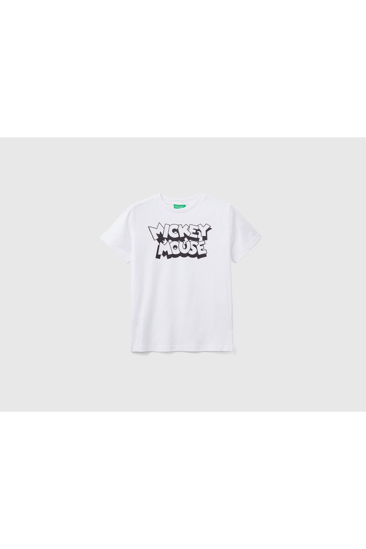 United Colors of Benetton Erkek Çocuk Beyaz Mickey Mouse Baskılı T-shirt Beyaz