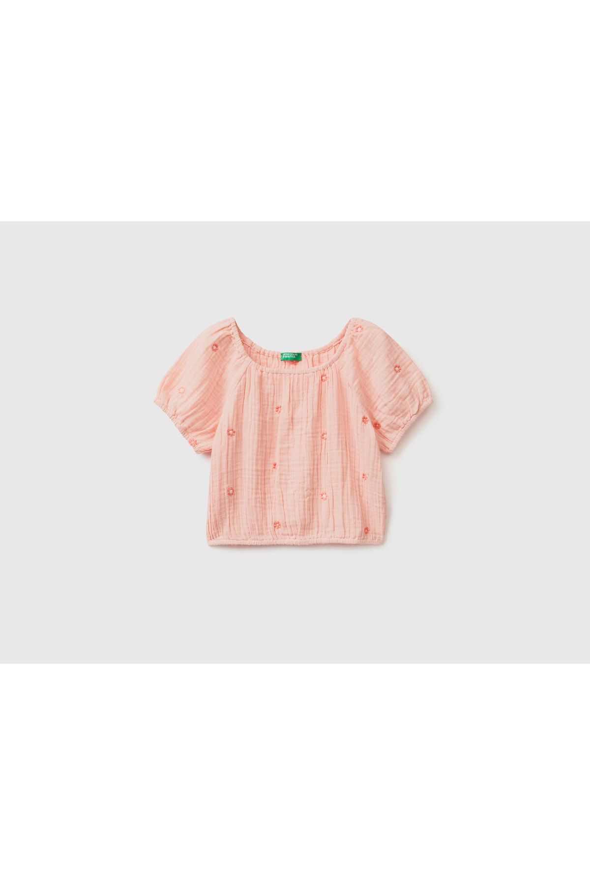 United Colors of Benetton Kız Çocuk Açık Pembe Işlemeli Bluz Açık Pembe