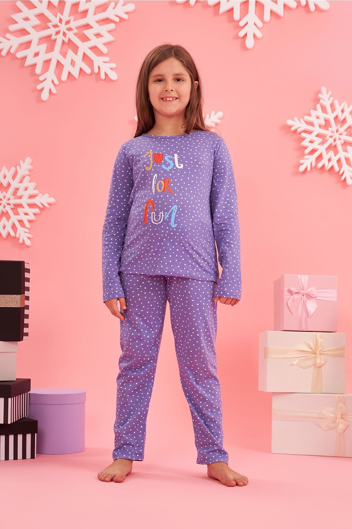 Nbb Lila Çizgili Just For Fun Çocuk Pijama Takımı