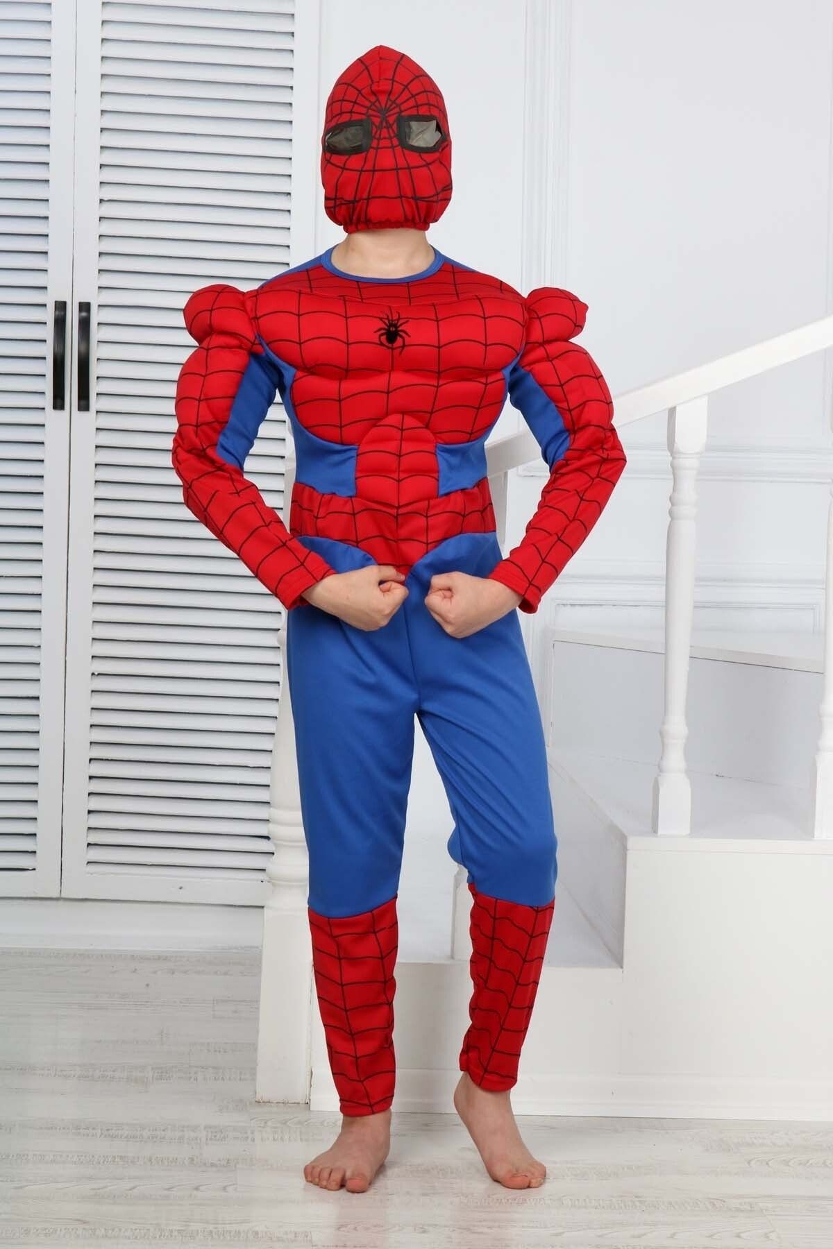 Spiderman Çocuk Kaslı Kostümü Çocuk Kaslı Örümcek Adam Kıyafeti
