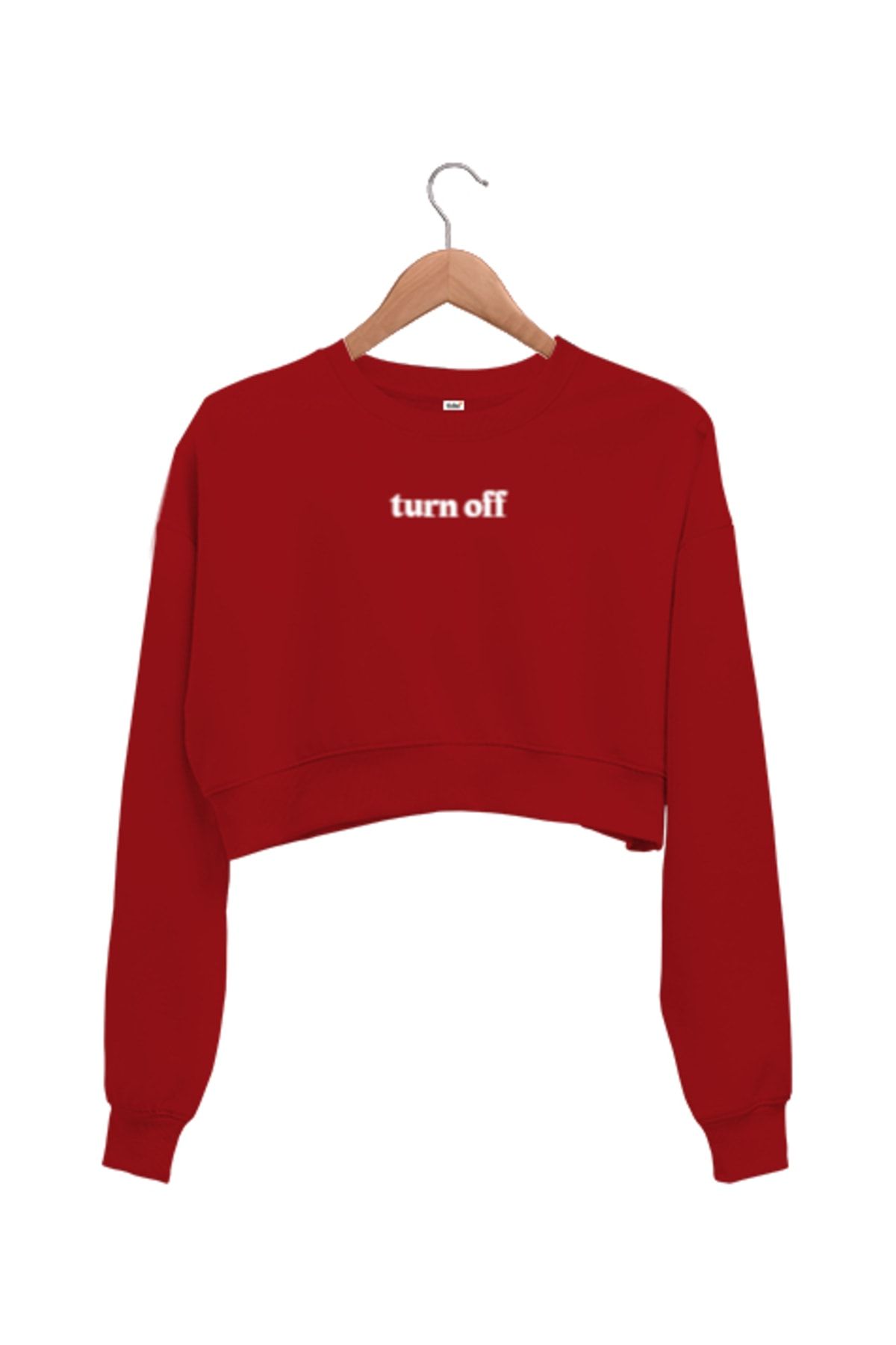 Tisho Turn Off Kırmızı Kadın Crop Sweatshirt