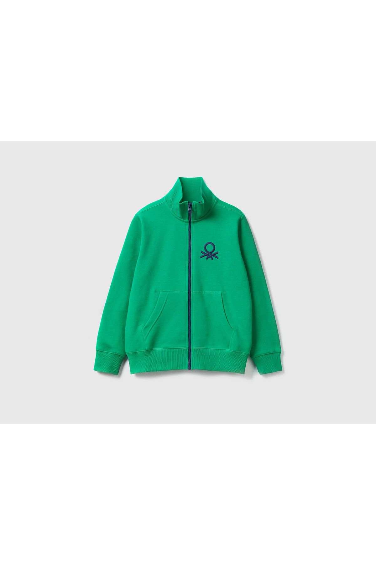 United Colors of Benetton Erkek Çocuk Yeşil Logolu Sweatshirt Yeşil