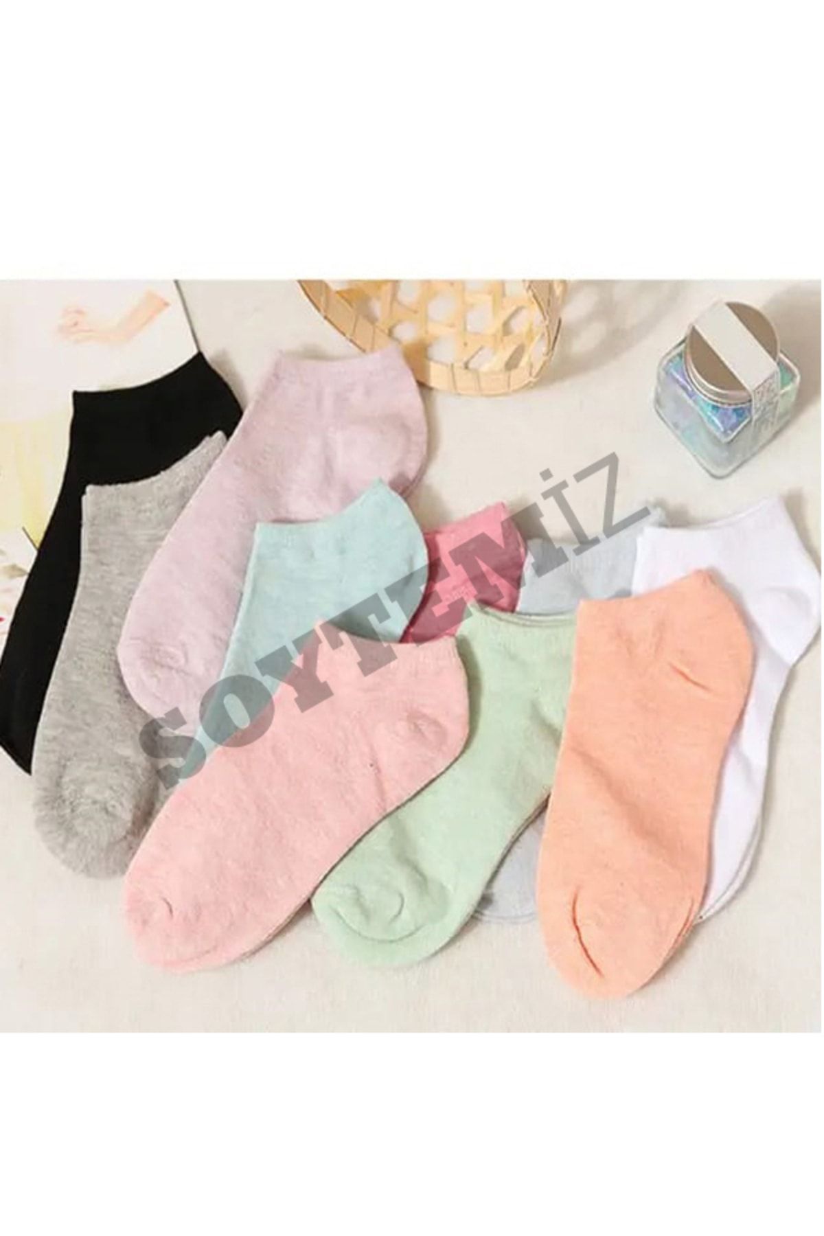 SOYTEMİZ 8 Çift Koton Karışık Renk Kadın Patik Çorap