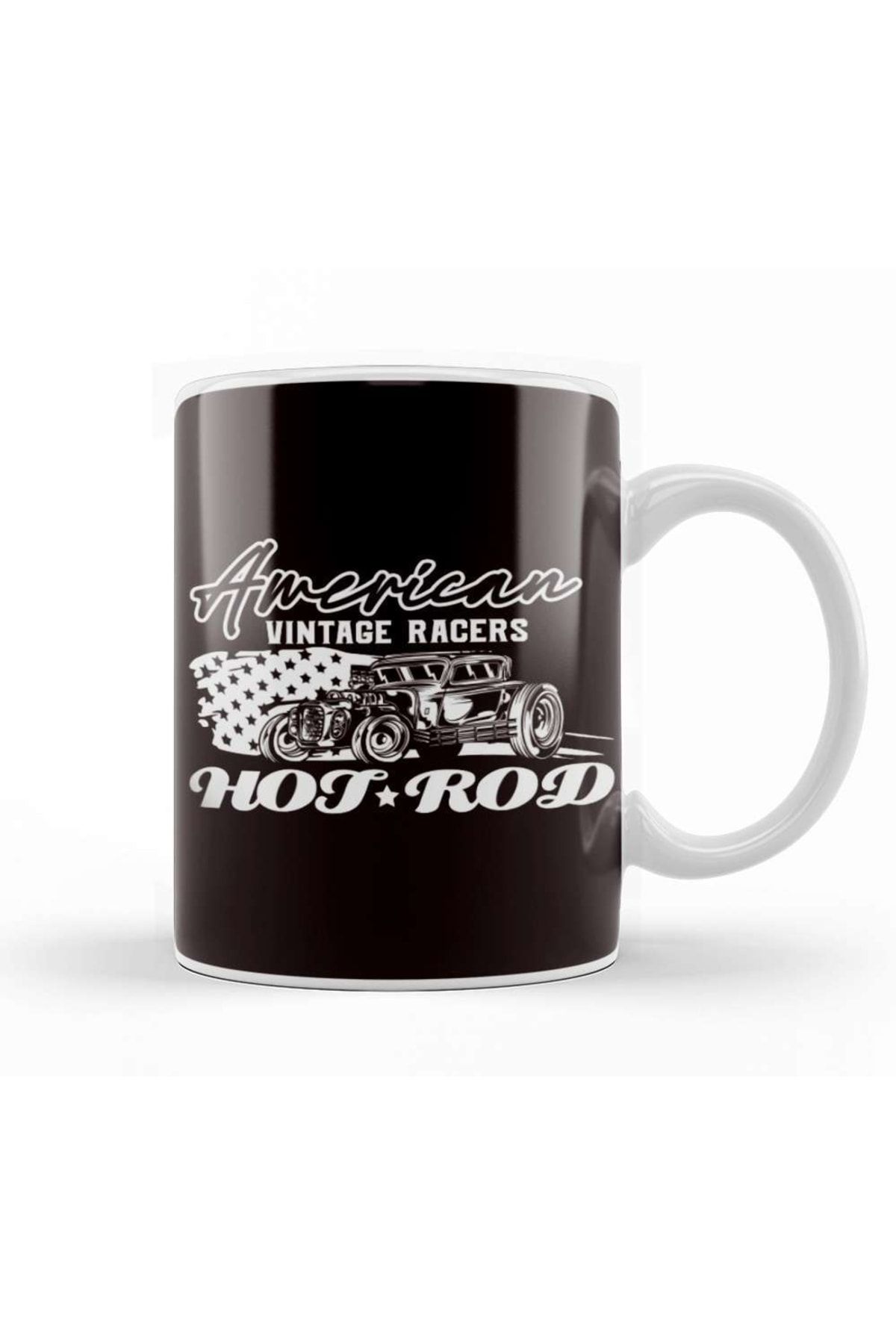 Baskı Dükkanı American Vintage Racers Hot Rod Classic Old Speed Vehicle Kupa Bardak Porselen
