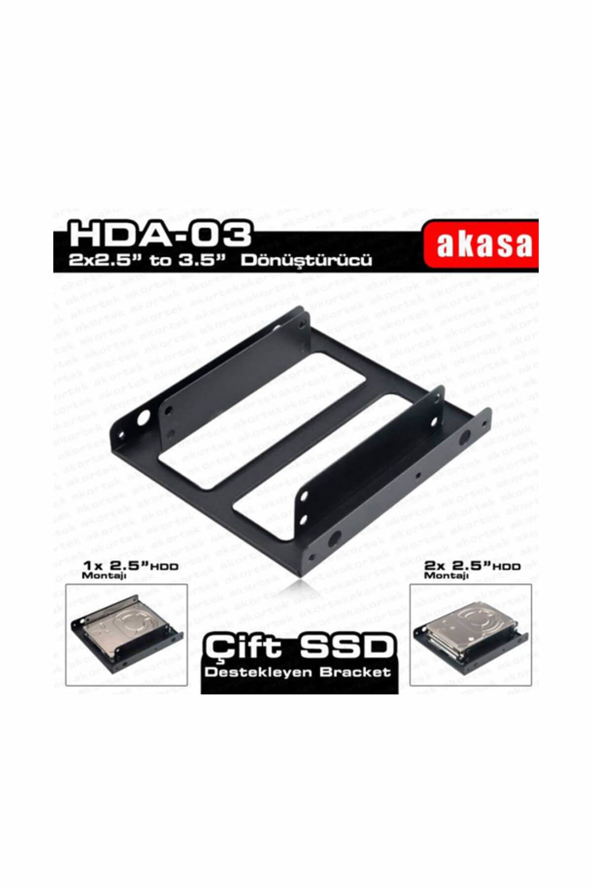 Akasa 2 x 2.5" HDD/SSD Çift Yuvalı 3.5" Dönüştürücü AK-HDA-03