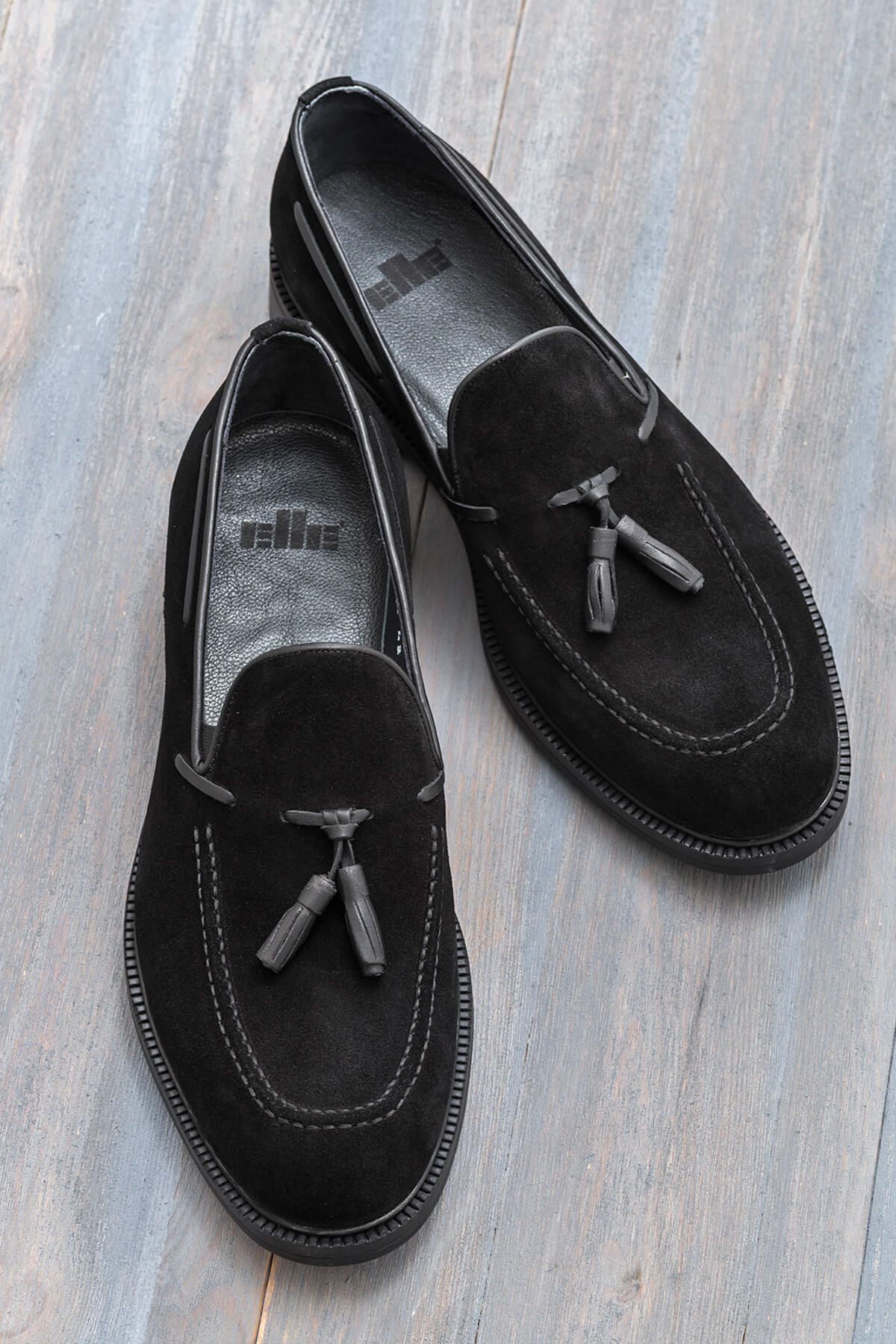 Elle RUDY Hakiki Deri Siyah Erkek Loafer Ayakkabı