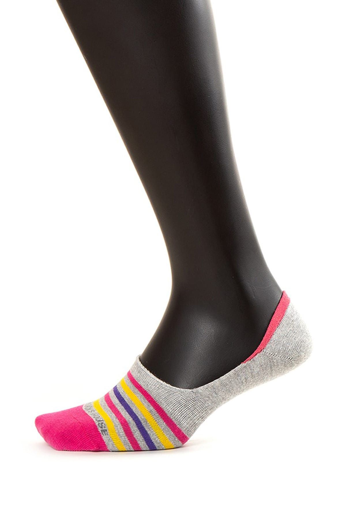 The Socks House Kadın Fuşya Renkli Şerit Desenli Footie