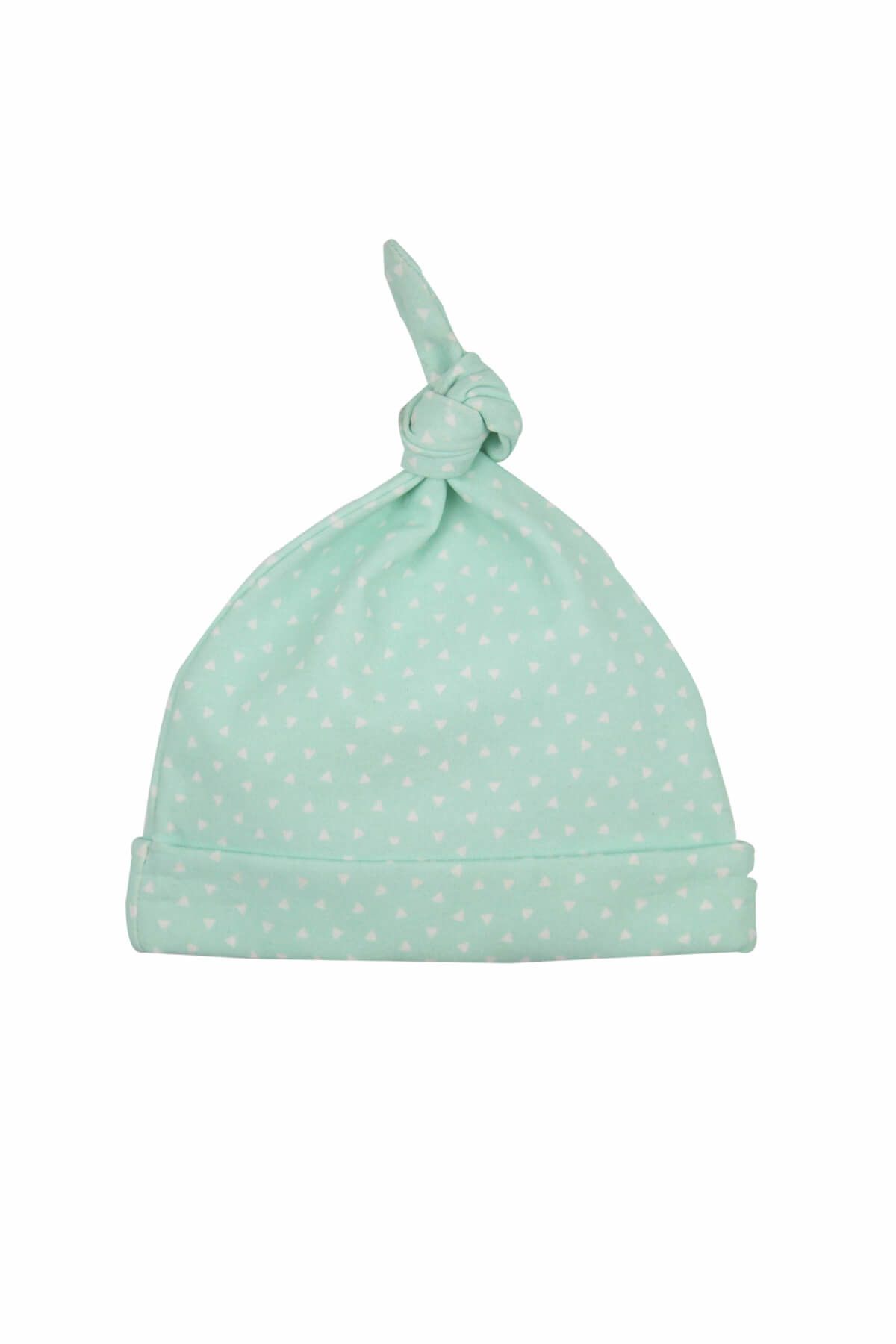 Baby Corner Yeşil Unisex Bebek Üçgen Desenli Kukuleta Şapka 7201