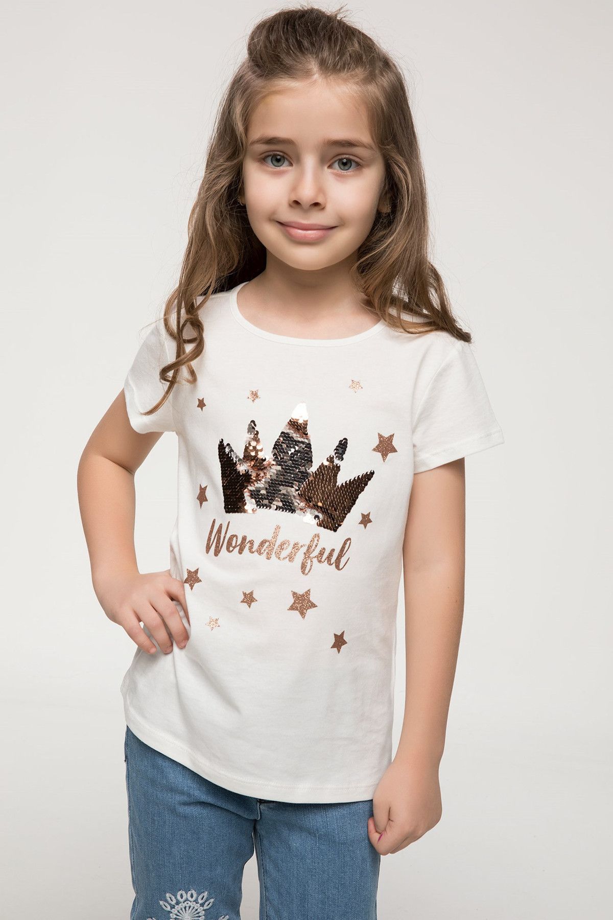 Defacto Kız Çocuk Payet Detaylı Çift Taraflı T-Shirt