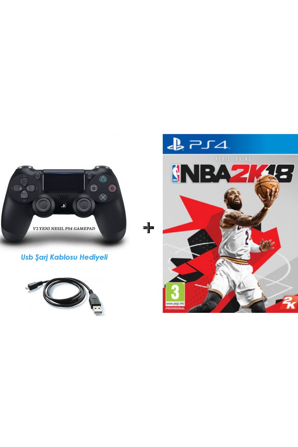 2K Games NBA 2K18 PS4 OYUN+PS4 V2 NESIL DUALSHOCK KOL