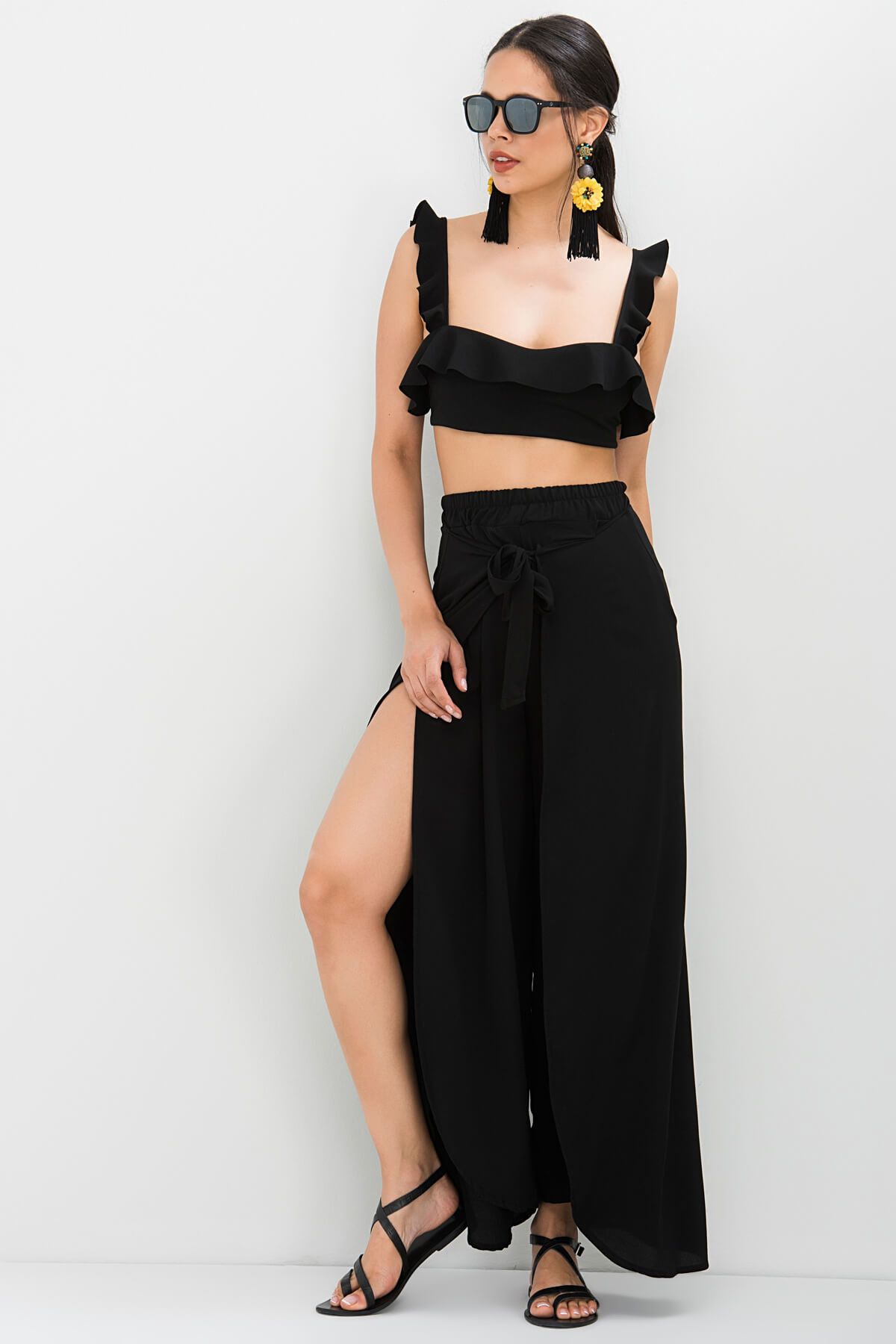 Cool & Sexy Kadın Siyah Pareo Pantolon TR1581