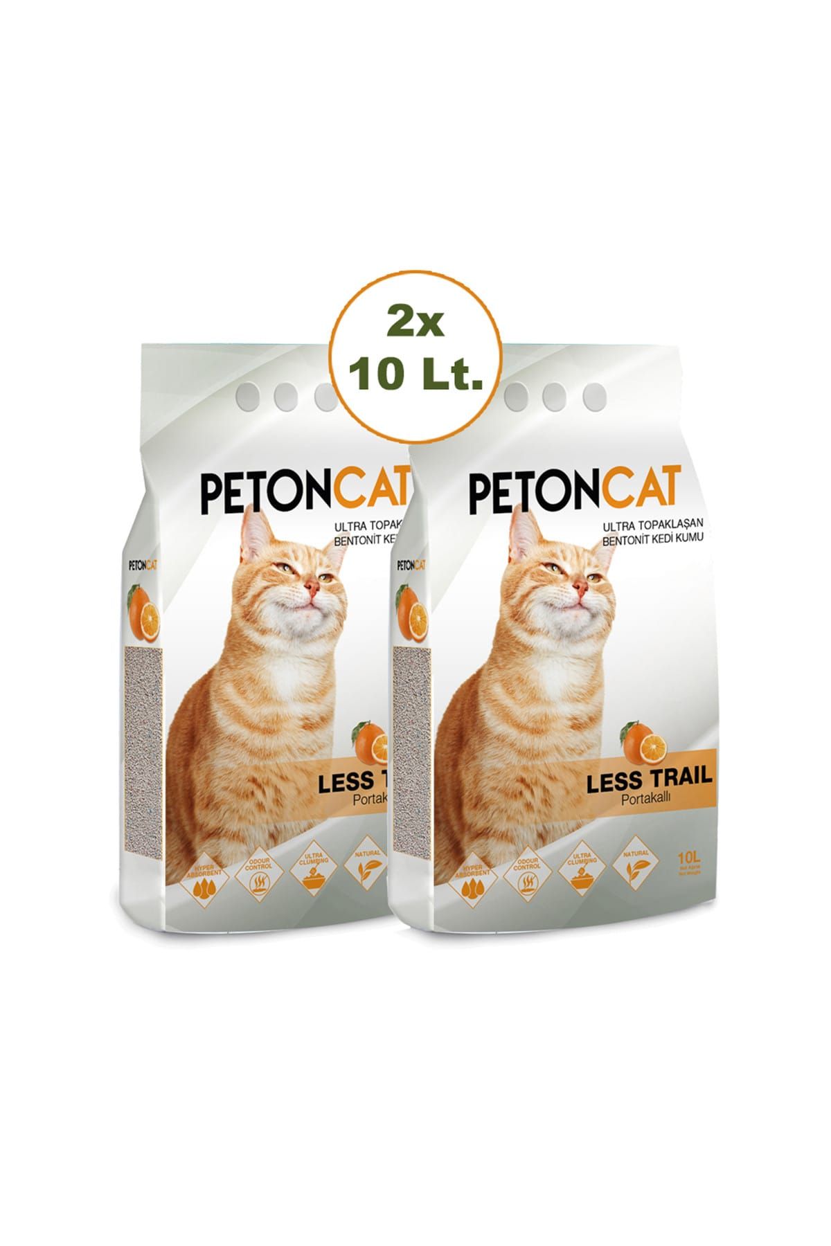 Peton Cat Portakallı İnce Taneli Topaklaşan Kedi Kumu 2 x 10 Lt