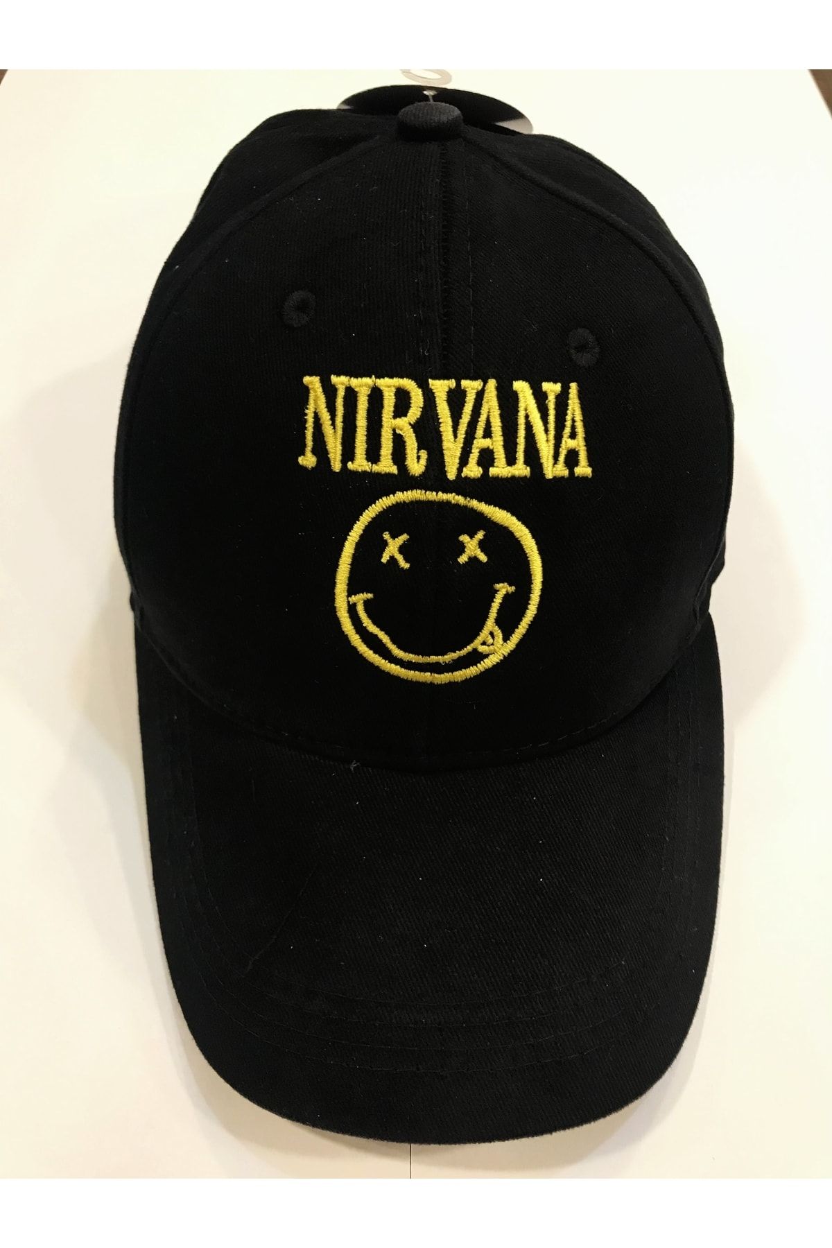 Orijin Tekstil Nirvana Smile Nakışlı Unisex Siyah Şapka