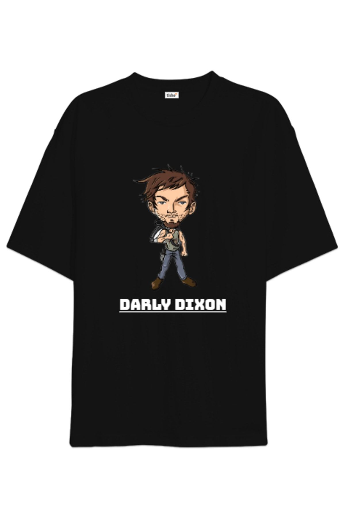 Tisho Darly Dixon Siyah Tasarım Siyah Oversize Unisex Tişört