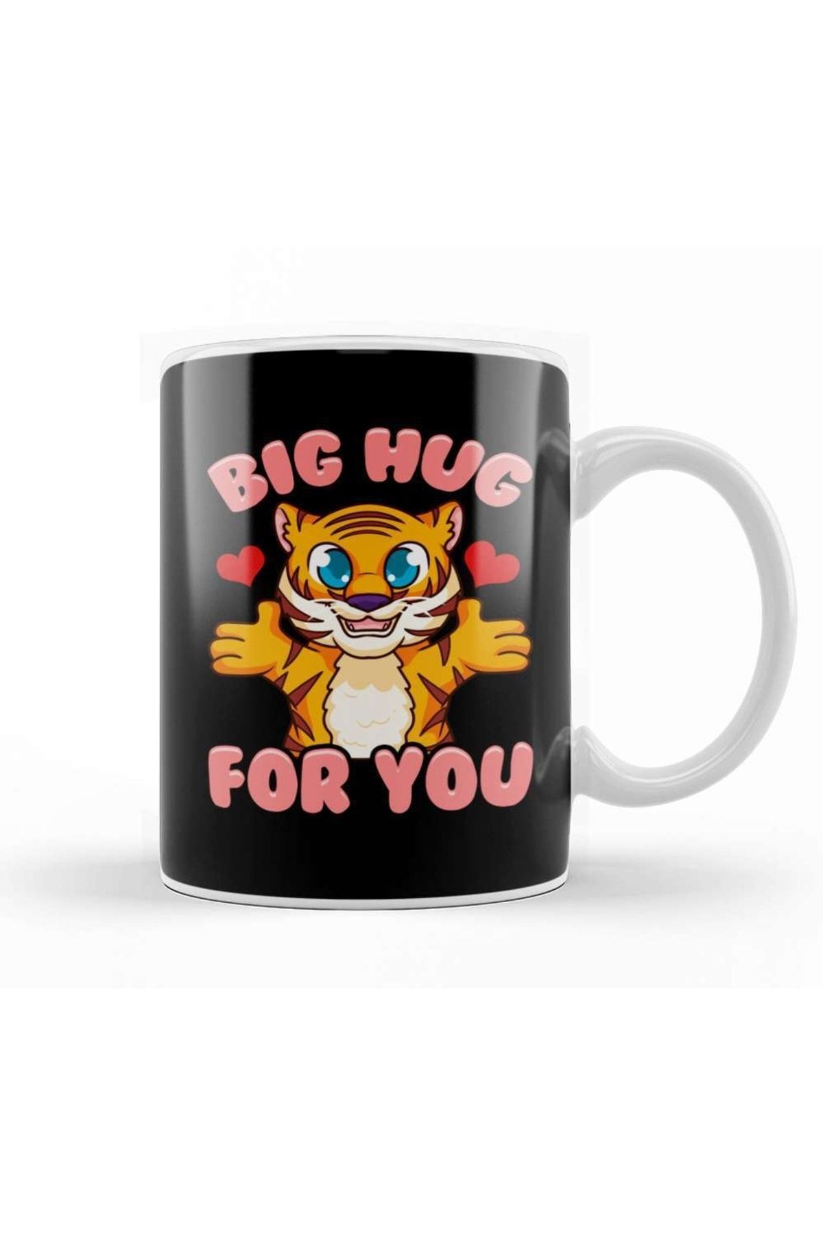 Baskı Dükkanı Cute & Funny Big Hug For You Adorable Baby Tiger Kupa Bardak Porselen