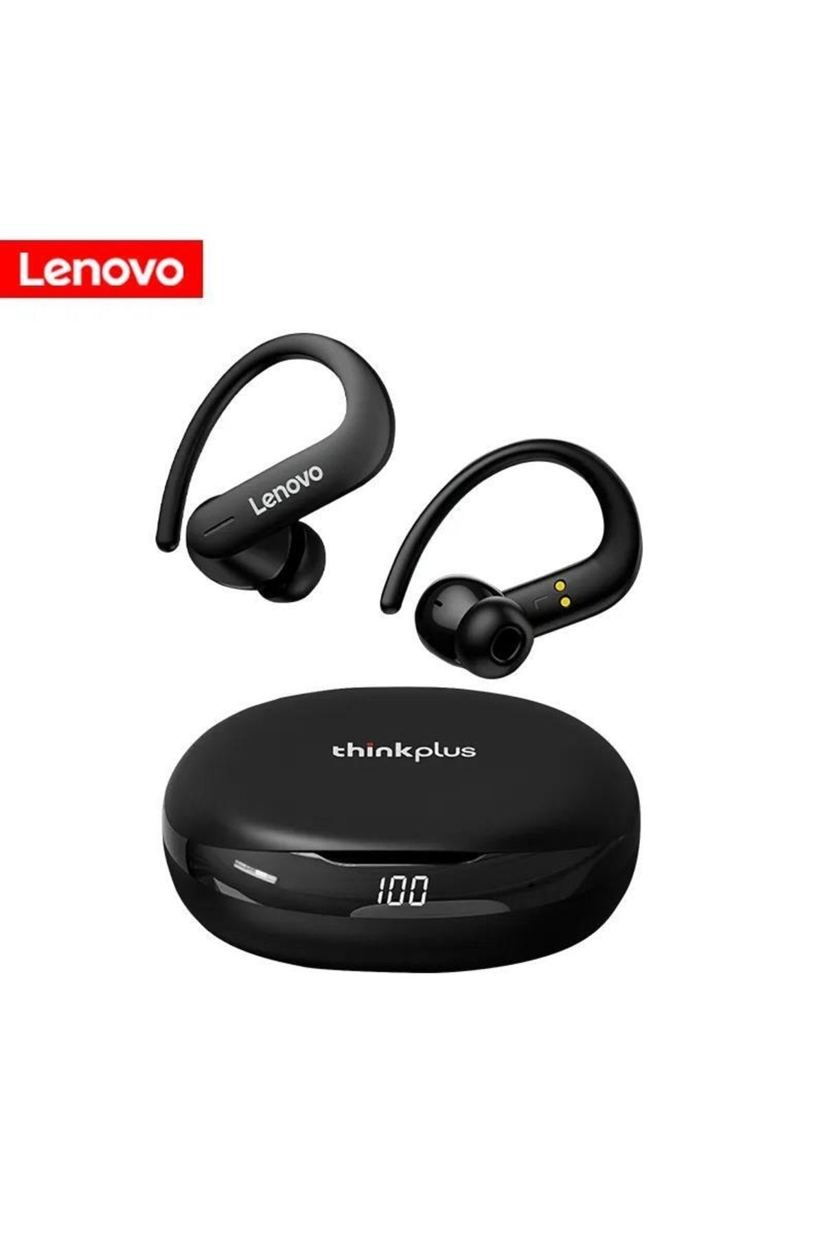 LENOVO Thinkplus T50 Kablosuz Şarj Göstergeli Sporcu Bluetooth Kulaklık Siyah