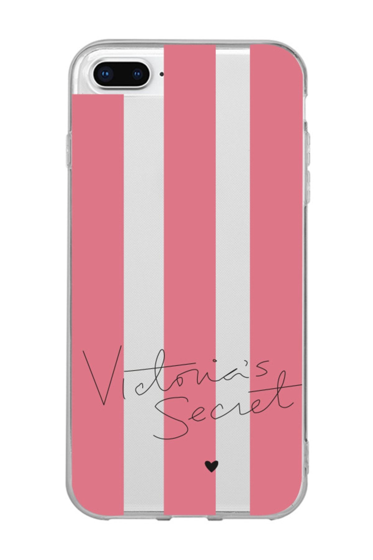 TrendCell Iphone 7/8 Plus Uyumlu Victoria's Secret Desenli Şeffaf Kapak Kılıf