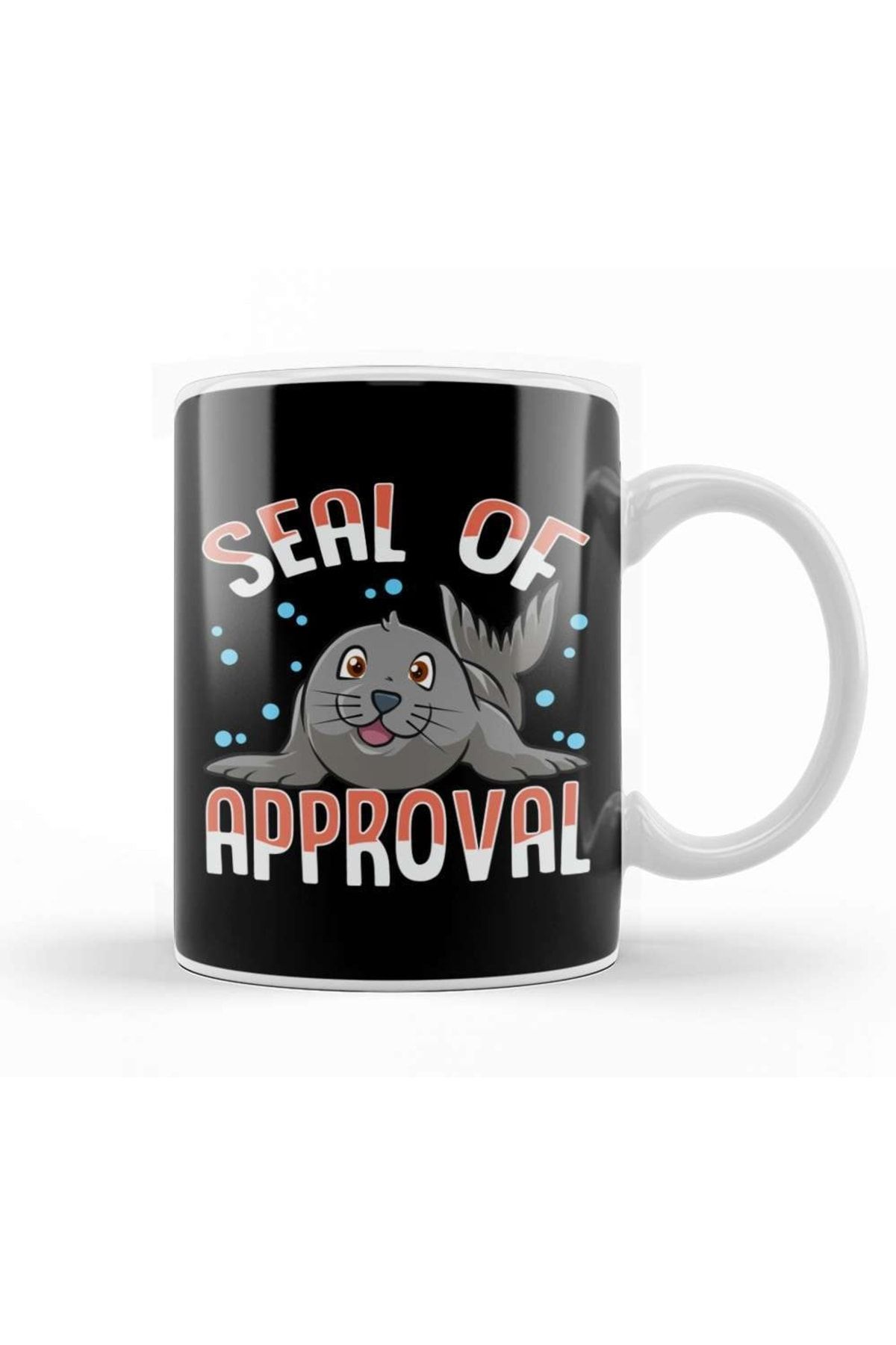 Baskı Dükkanı Cute & Funny Seal Of Approval Baby Seal Pun Kupa Bardak Porselen
