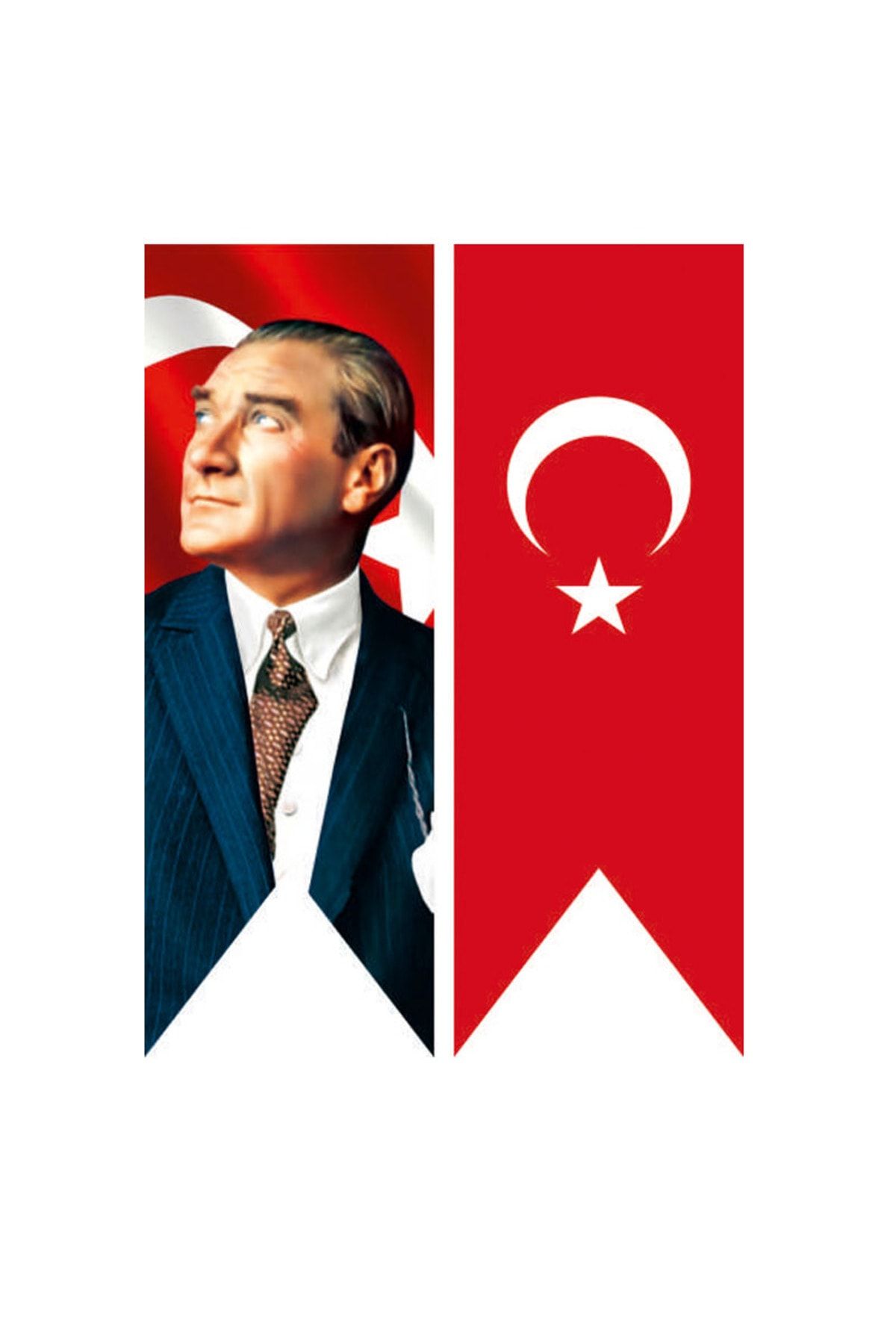 bayrakal  50x200cm Kırlangıç Ikili Set  Atatürk Ve Türk Bayrağı