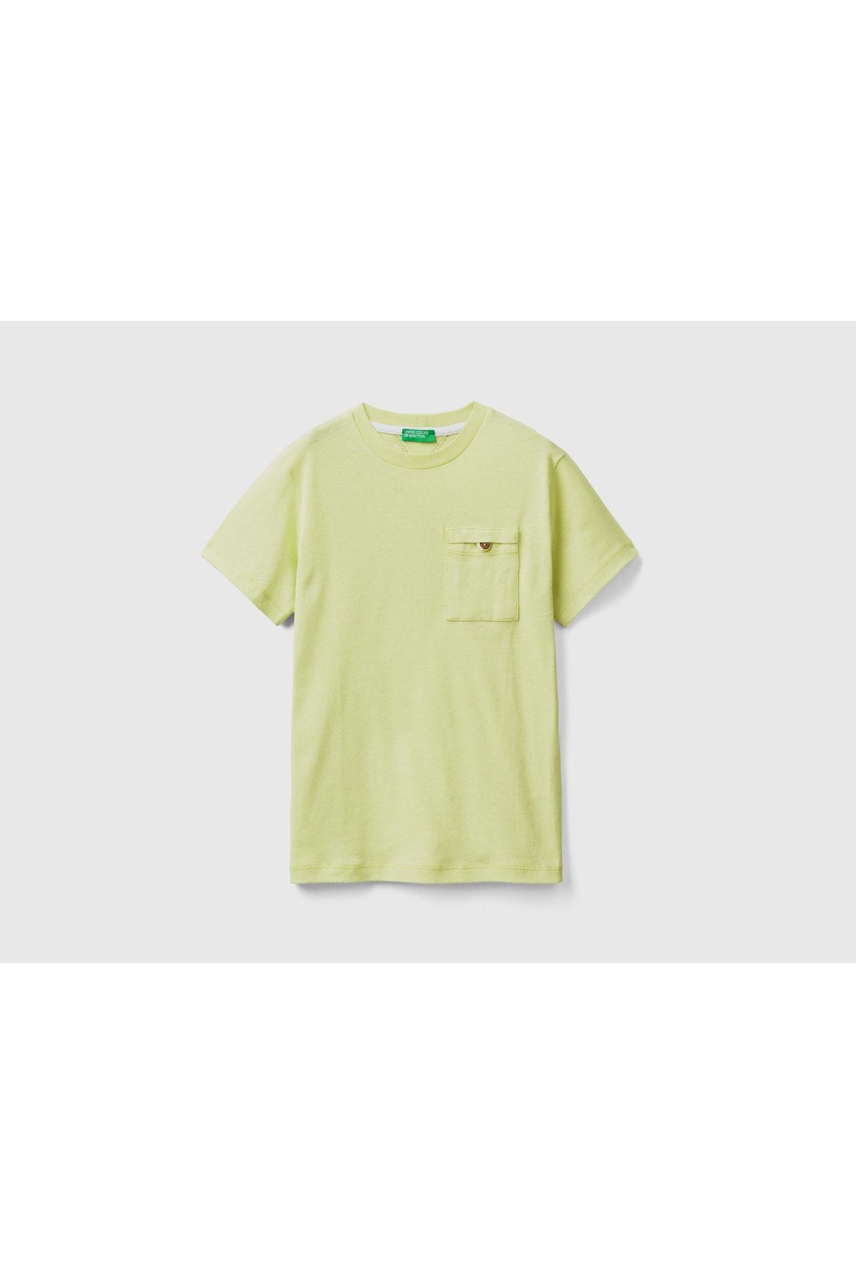 United Colors of Benetton Erkek Çocuk Açık Yeşil Cebi Düğmeli T-shirt Açık Yeşil