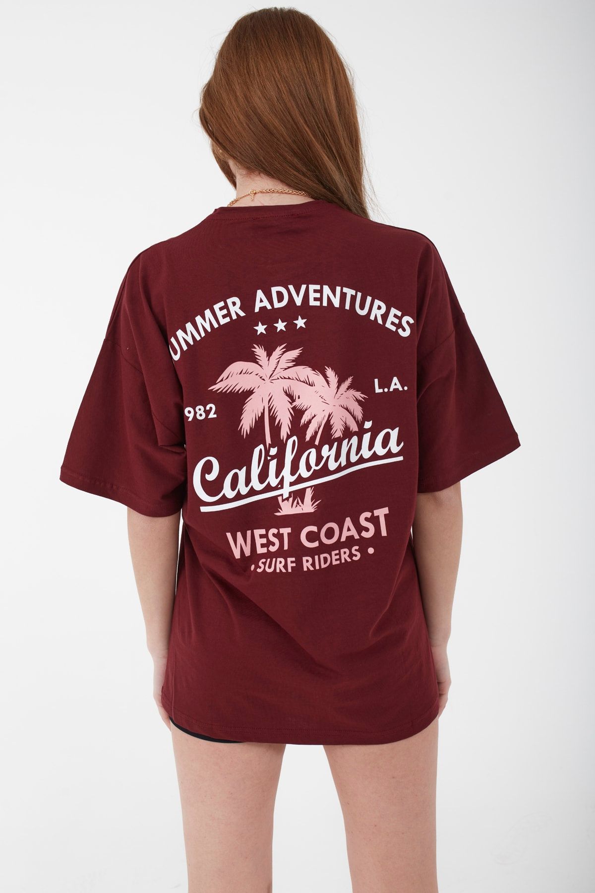 Mad&Calf Unisex Oversize California Baskılı Salaş Kesim T-shirt