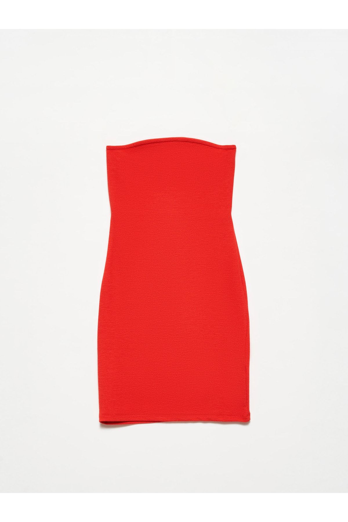 Dilvin 90430 Straplez Mini Elbise-kırmızı
