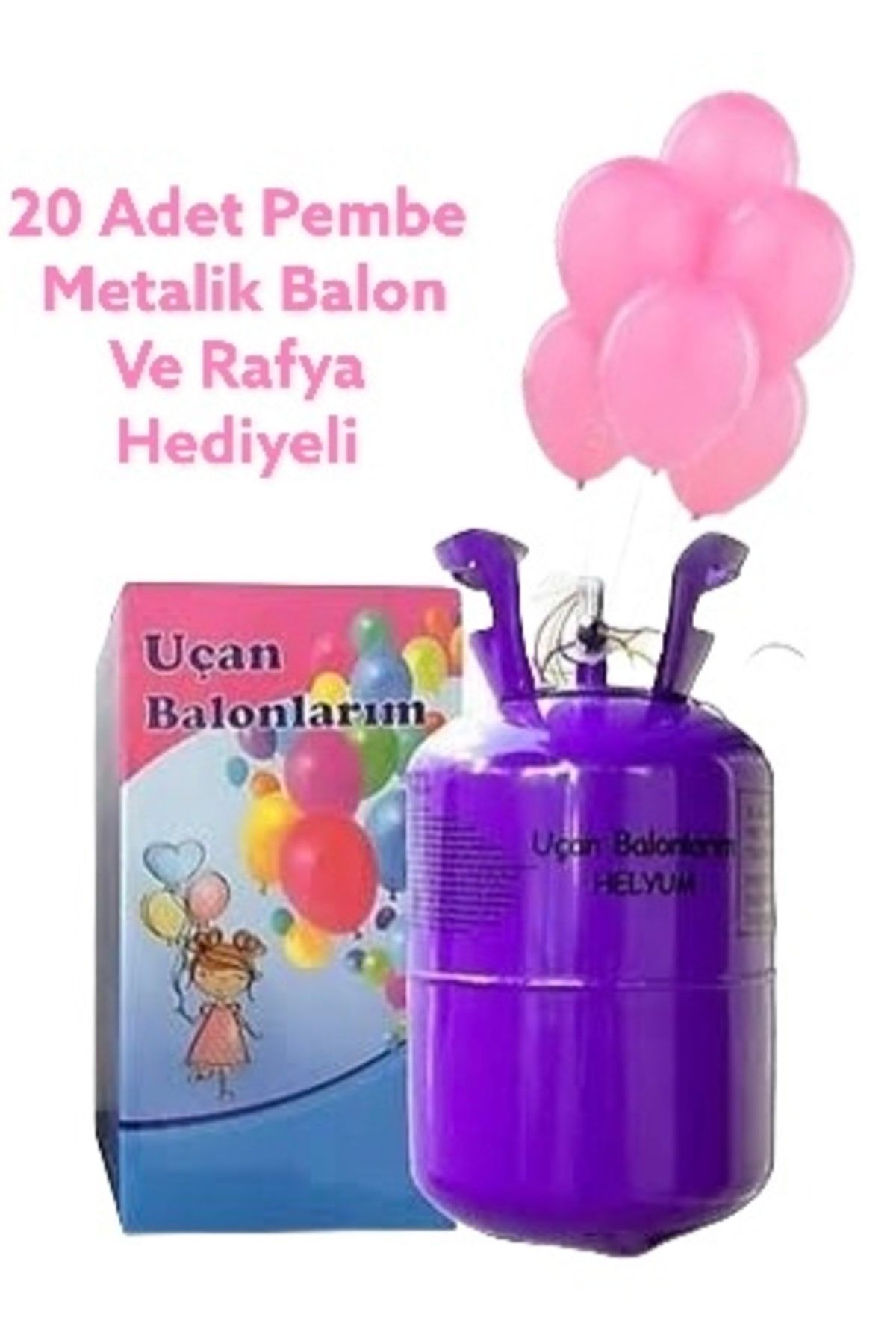 Kahramanlar Dünyası Helyum Gazı Kullan At Helyum Tüpü (20 Adet Pembe Metalik Balon Ve Rafya Hediyeli)