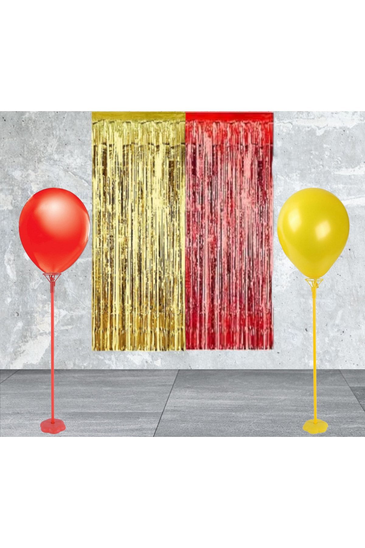 Happyland Tek Ayaklı Sarı Kırmızı Balon Standı Galatasaray Balon Stant Ve Arka Fon Seti