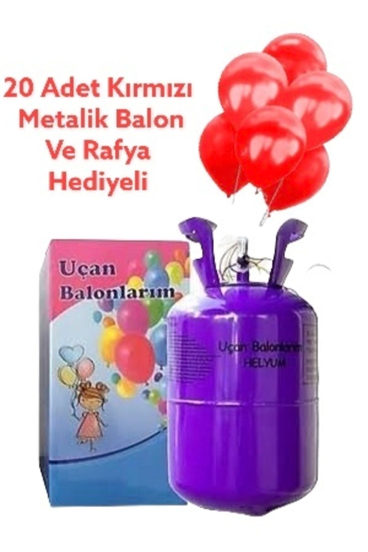 Kahramanlar Dünyası Helyum Gazı Kullan At Helyum Tüpü (20 Adet Kırmızı Metalik Balon Ve Rafya Hediyeli)