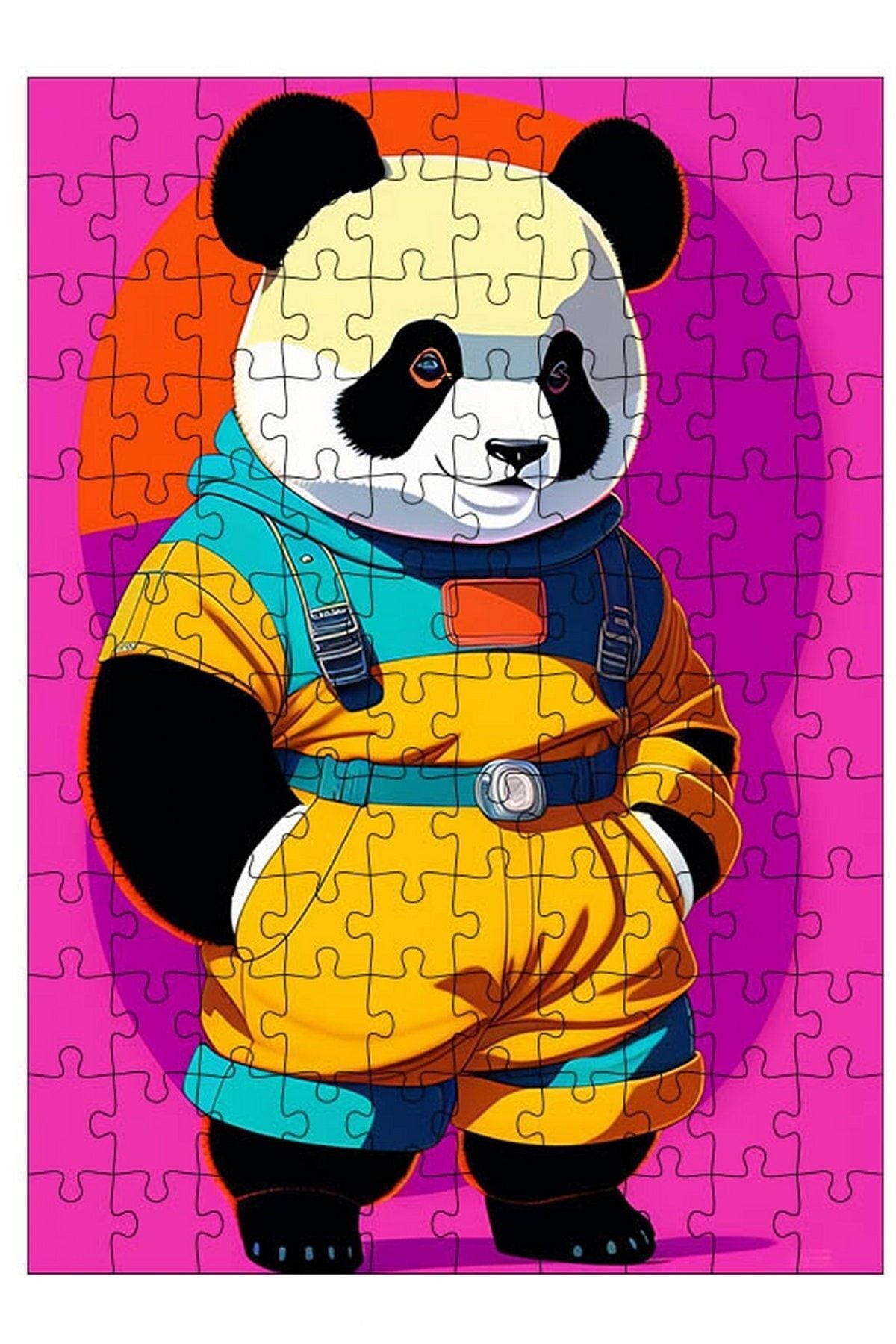 Tablomega Ahşap Mdf Puzzle Yapboz Sarı Şortlu Panda 120 Parça 25*35 Cm