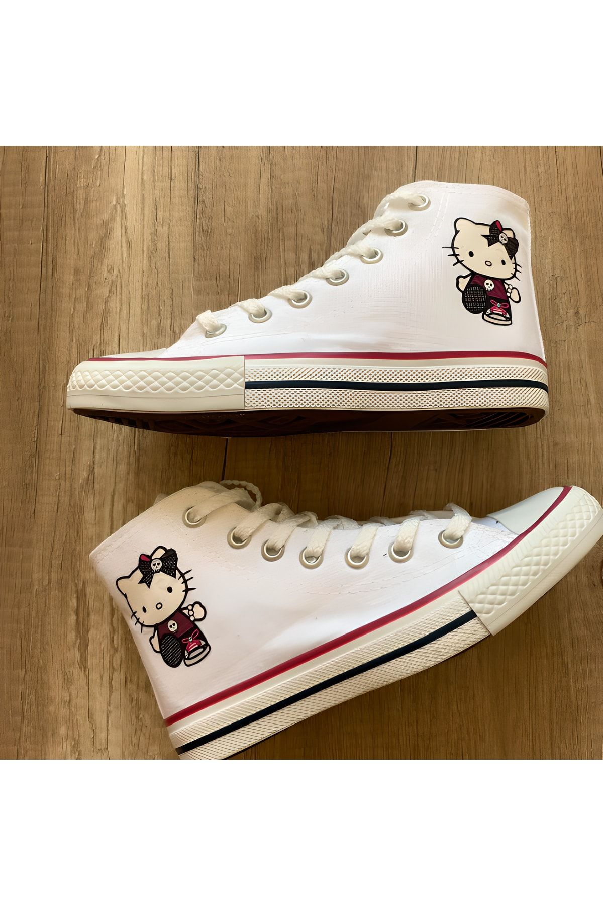 BROOD's Hello Kitty Baskılı Beyaz Converse Unisex Kanvas Ayakkabı