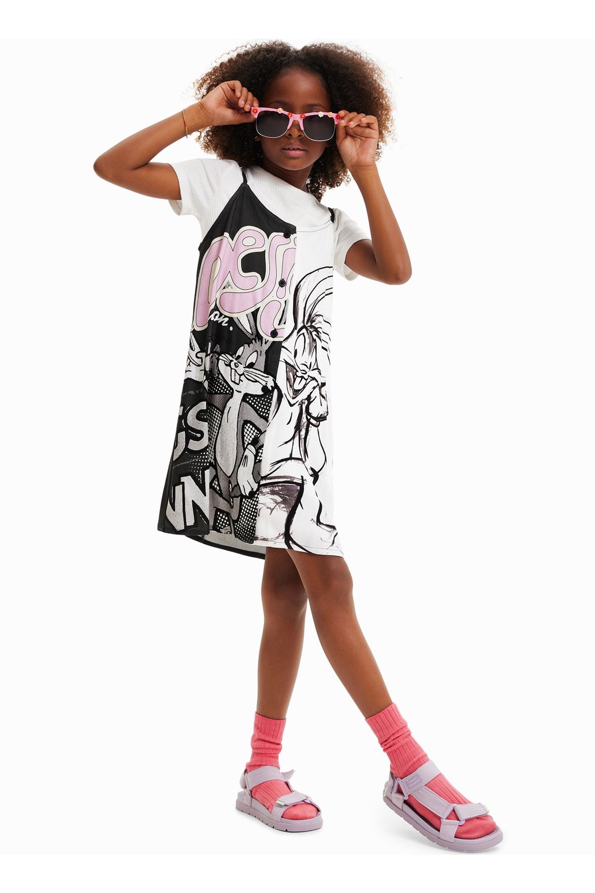 Desigual Desenli Siyah Kız Çocuk Diz Üstü Elbise 23sgvw03