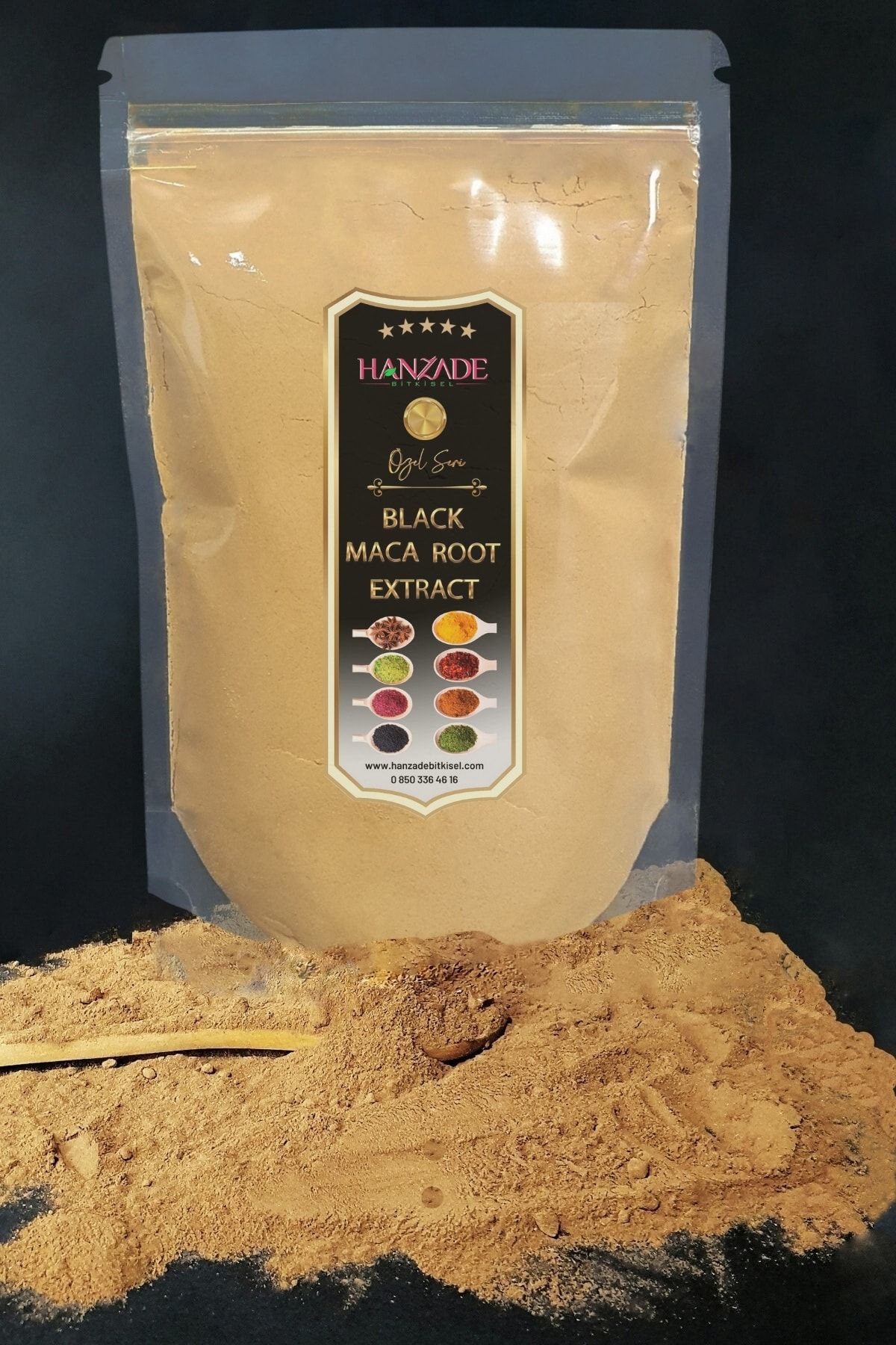 Hanzade Bitkisel Black Maca Root Powder Extract Lepidium Siyah Maka Kökü Tozu Ekstraktı Lepidyum 50 Gr