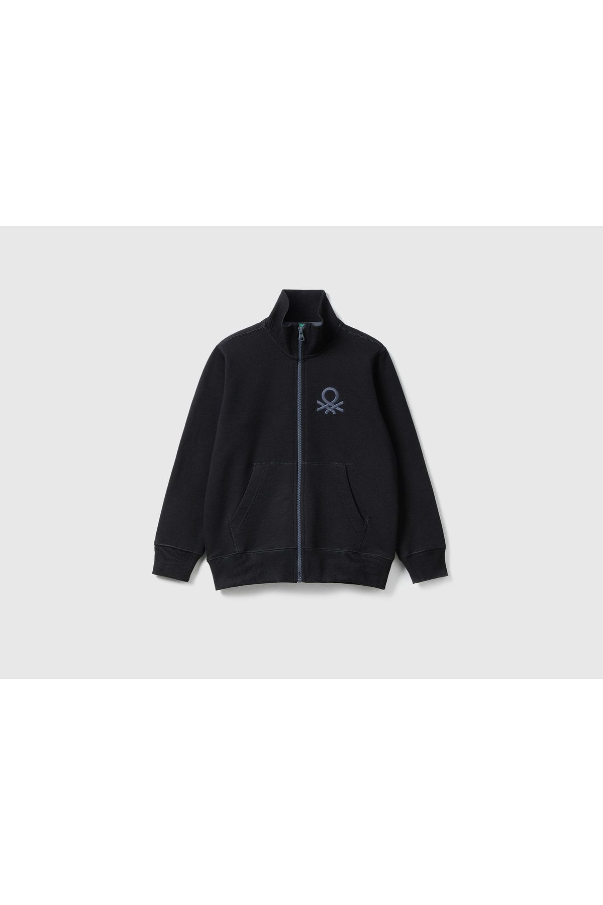 United Colors of Benetton Erkek Çocuk Siyah Logolu Sweatshirt Siyah